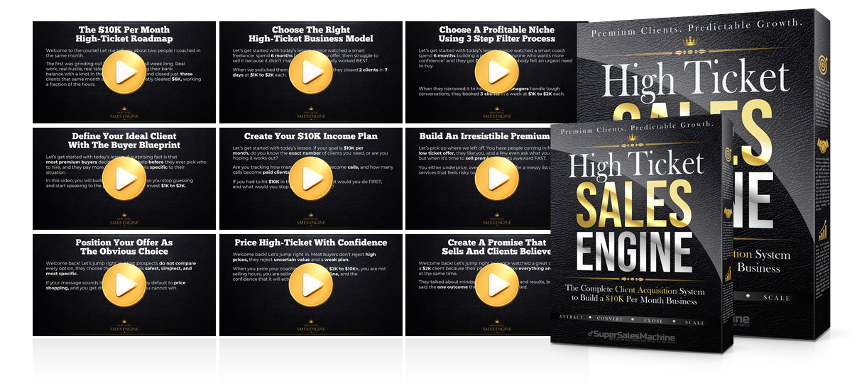 High Ticket Sales Engine lesson screenshots